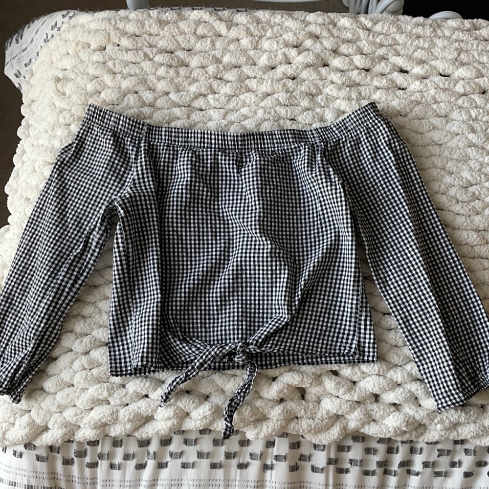 ivy & main tie front off the shoulder top